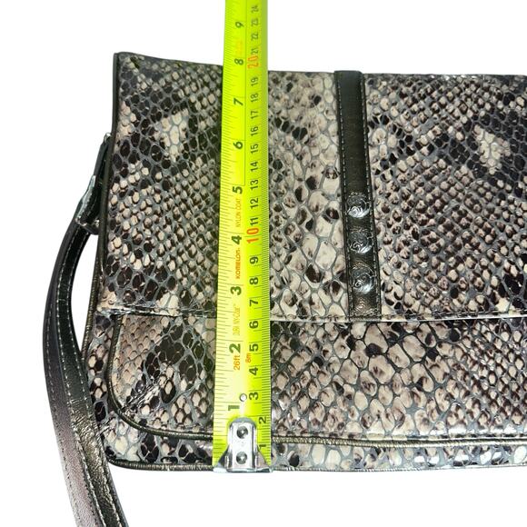 Brighton Brown Black Tan Python Embossed Leather Crossbody Purse Clutch - Picture 11 of 11